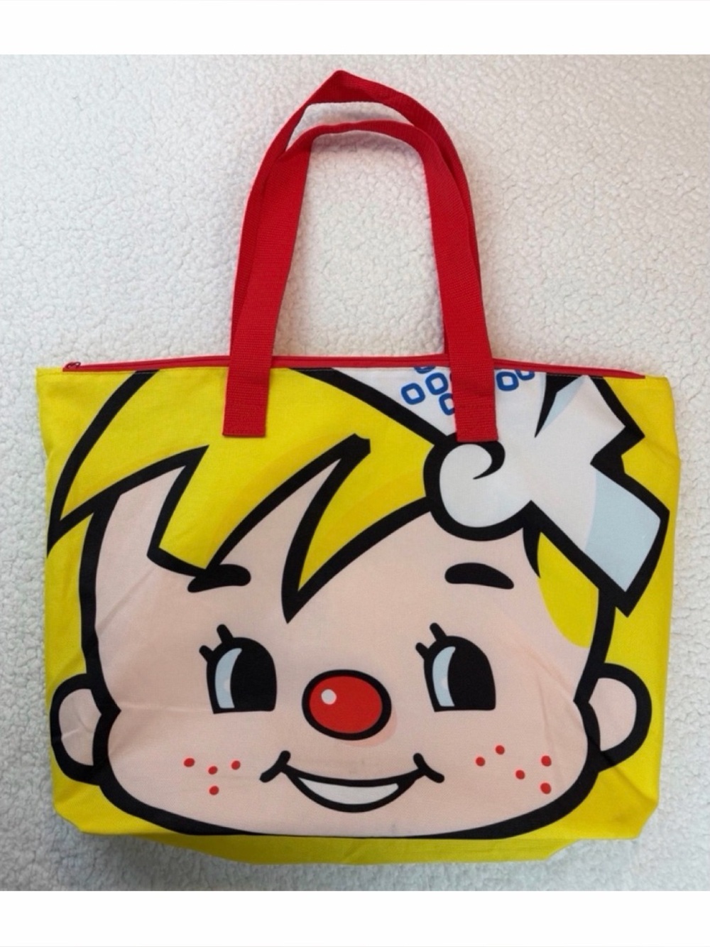 NISSIN • Yellow/Red Kawaii Demae Iccho Instant Ramen Mascot Zip Tote Bag, OS